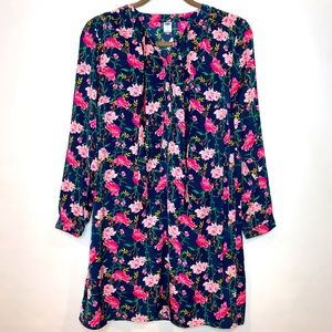 NWOT✨OLD NAVY LS Keyhole TieNeck Floral ShirtDress